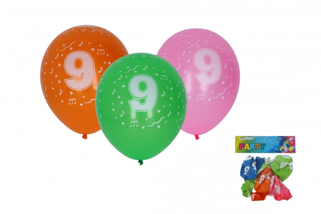 Balon dmuchany z cyfrą 9 30 cm - 5 sztuk