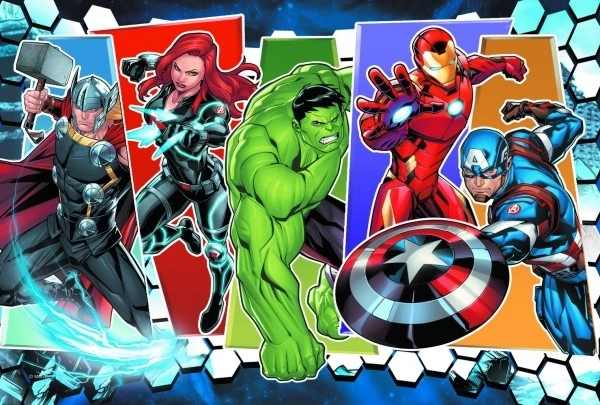 Puzzle Niezwyciężeni Avengers 33x22cm 60 elementów w pudełku 21x14x4cm