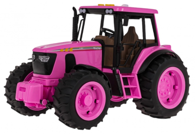 Różowy traktor z funkcją świateł i dźwięków