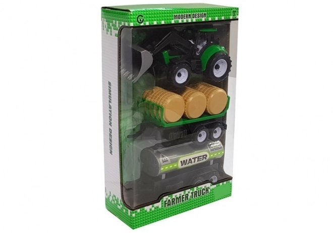 Traktor z przyczepą na bele siana Cysterna