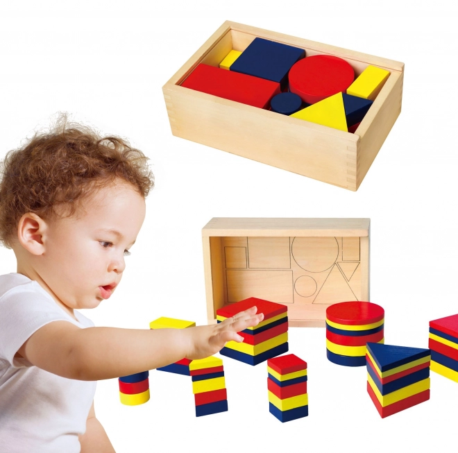 Drewniane logiczne klocki geometryczne kształty Viga Toys Montessori