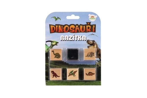 Stemple drewniane 5+1 z poduszką dinozaury 3x3cm na karcie