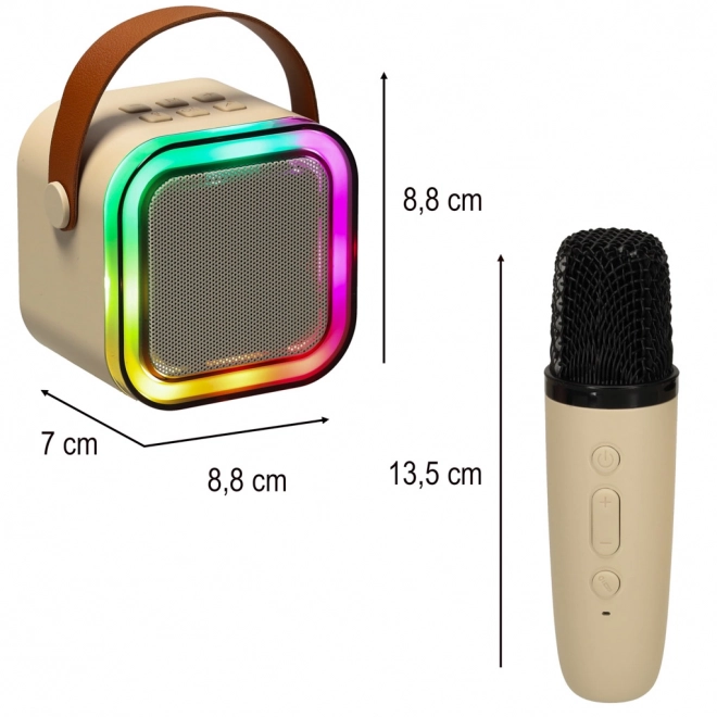 Zestaw Karaoke 2 mikrofony + przenośny głośnik BLUETOOTH USB LED kolor beżowy