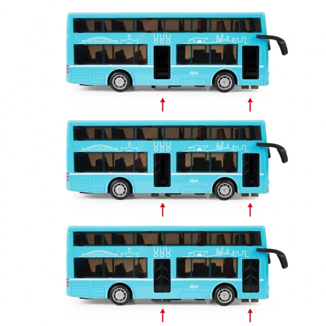 Dwupiętrowy autobus zabawka niebieski 20 cm