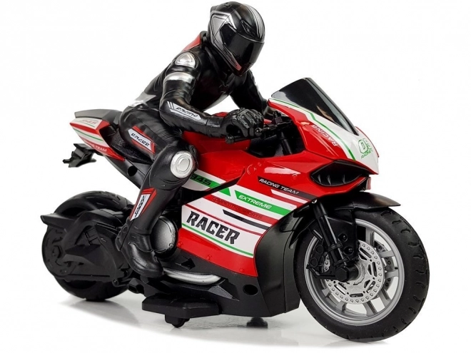 Sportowy motocykl wyścigowy zdalnie sterowany 2.4G Zasięg 35m Czerwony