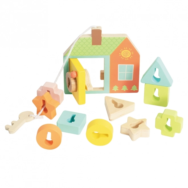 Classic World Montessori drewniane nawlekanie klucze i drzwi 11 szt.