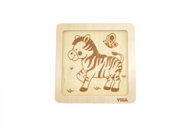 Drewniane puzzle 4 elementy- zebra