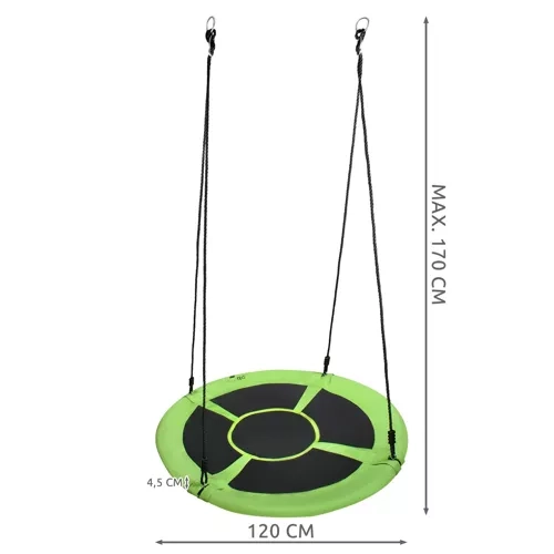 Huśtawka bocianie gniazdo 120cm zielono-czarna 23515