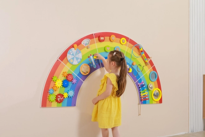 Drewniany panel ścienny montessori - tęcza