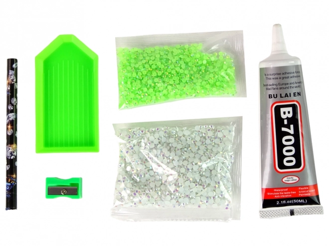 Kreatywny zestaw DIY Diamentowy Jednorożec Zielony