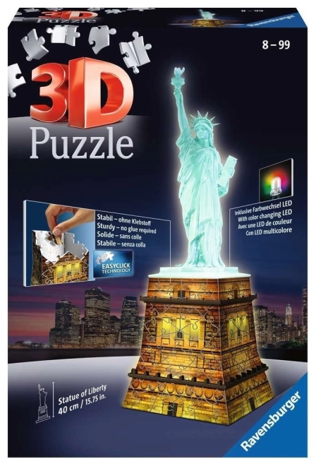 Świecąca 3D układanka Statua Wolności Nocna edycja 108 elementów
