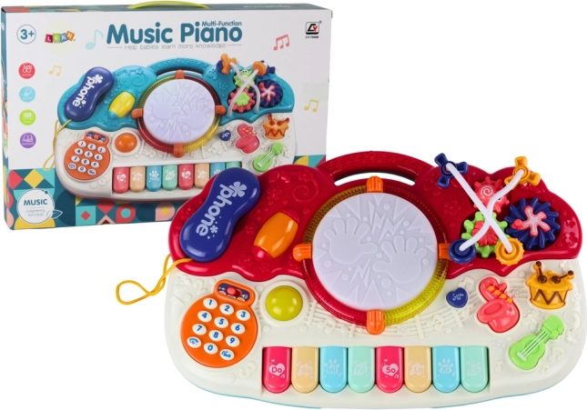 Edukacyjne muzyczne pianinko z bębenkiem dla dzieci