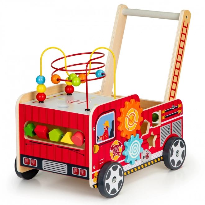 Drewniany edukacyjny chodzik z klockami - Samochód strażacki ECOTOYS