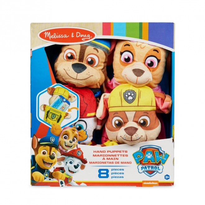 Pacynki 4 szt. tkanina Psi Patrol/Paw Patrol w pudełku 26x30x6cm