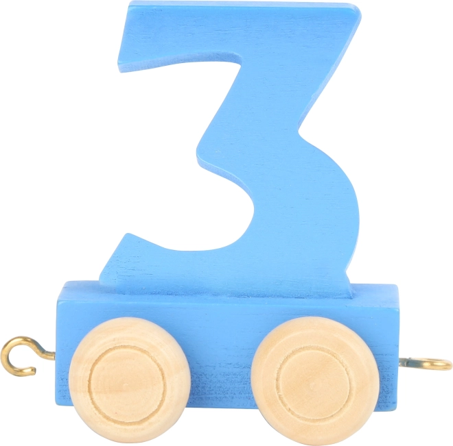 Drewniany wagonik z cyfrą 3 do drewnianych kolejek