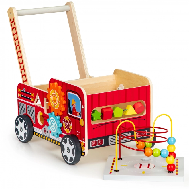 Drewniany edukacyjny chodzik z klockami - Samochód strażacki ECOTOYS
