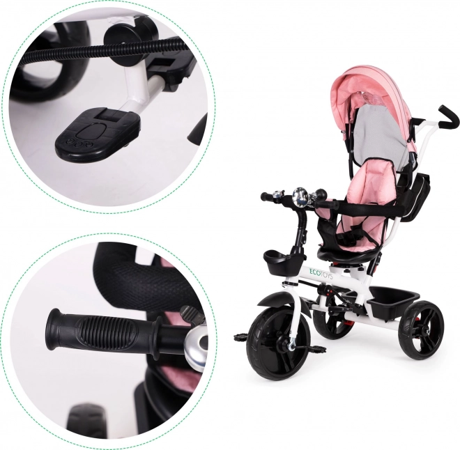 ECOTOYS Trójkołowy wózek sportowy - różowy