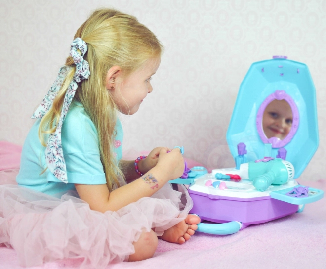 Toaletka dla dziewczynek 2w1 Piękny salon WOOPIE w walizce