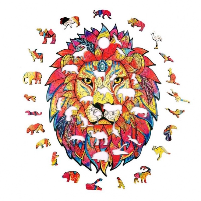 Magiczne drewniane kolorowe puzzle - Tajemniczy lew