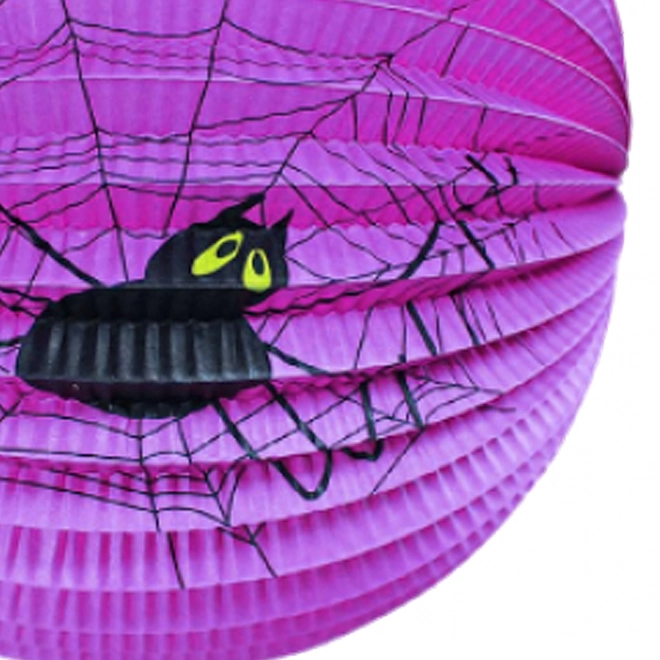 Lampion Halloween pająk 25 cm z świecącą różdżką 50 cm