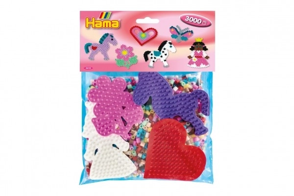 Koraliki do zaprasowywania Hama MIDI 3000 sztuki + 4 podstawki w torebce 19x21x5cm