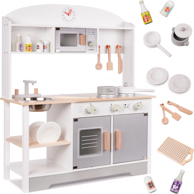 Drewniana dziecięca kuchnia z akcesoriami, MDF, 82 cm