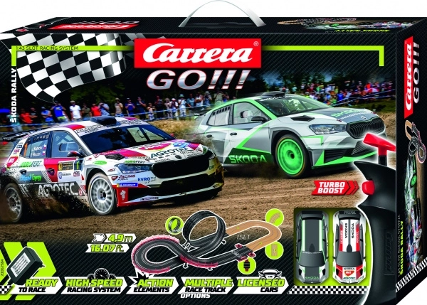 autodrom carrera go Škoda rally 4,9 m z pętlą i dwoma autami fabia rs rally2