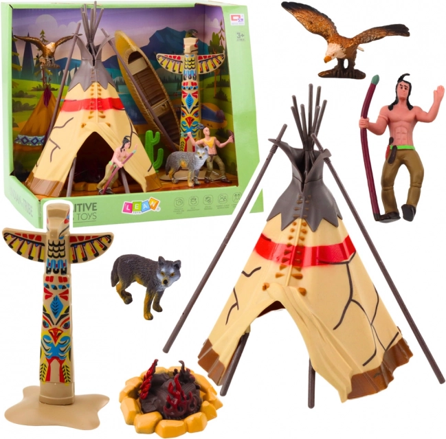 Indiański zestaw z figurkami i tipi