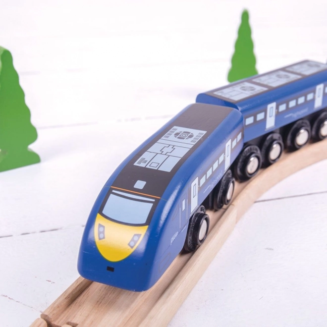 Szybki pociąg drewniany niebieski Bigjigs Rail