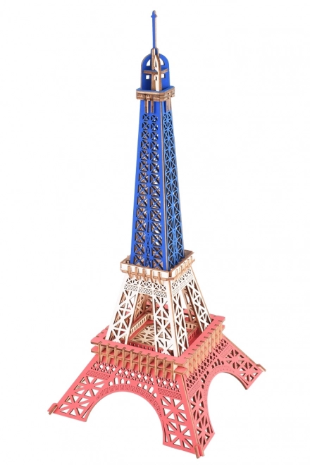 Drewniane 3D puzzle Wieża Eiffla w kolorach Francji