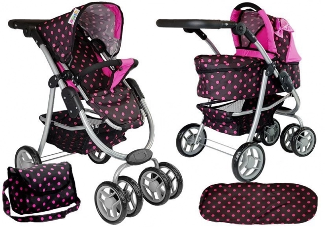 Wózek 2 w 1 z torbą na wózek Black and Pink
