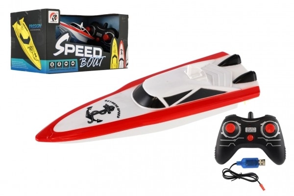 Motorowy łódź/łódka do wody RC plastik 19cm na baterie+pakiet ładowania+USB 2,4Ghz w pudełku 26x13x15cm