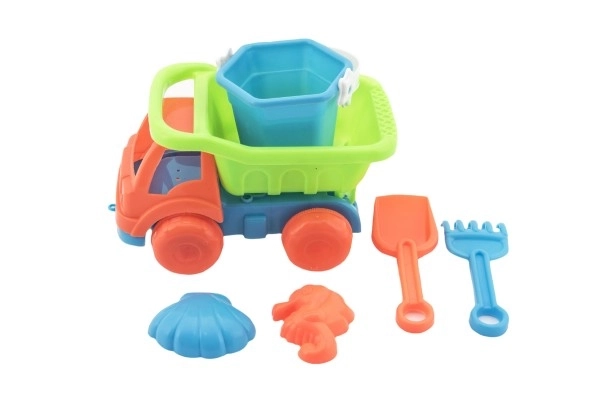Samochód na piasek z akcesoriami plastik 16cm 2 kolory w siatce