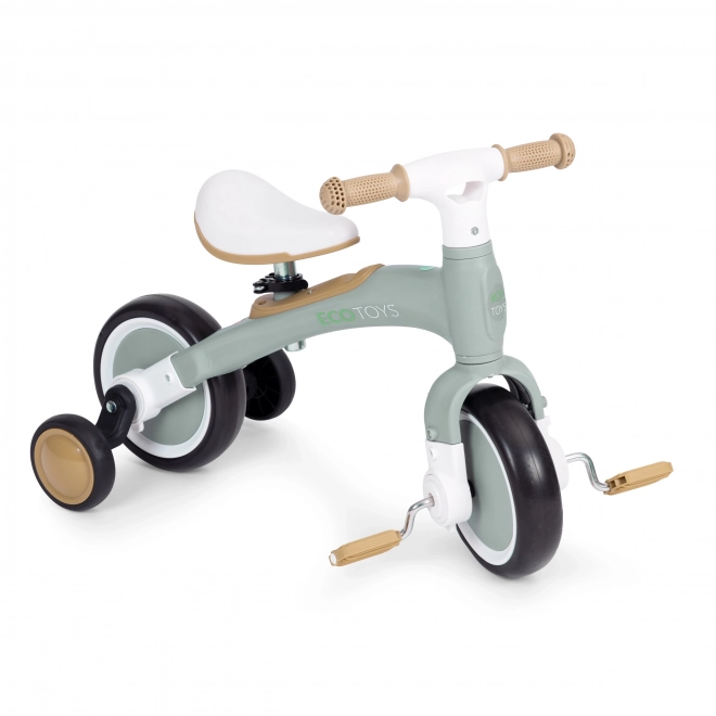 Rowerek balansowy z pedałami - treningowe boczne kółka 3w1 ECOTOYS – Zielone