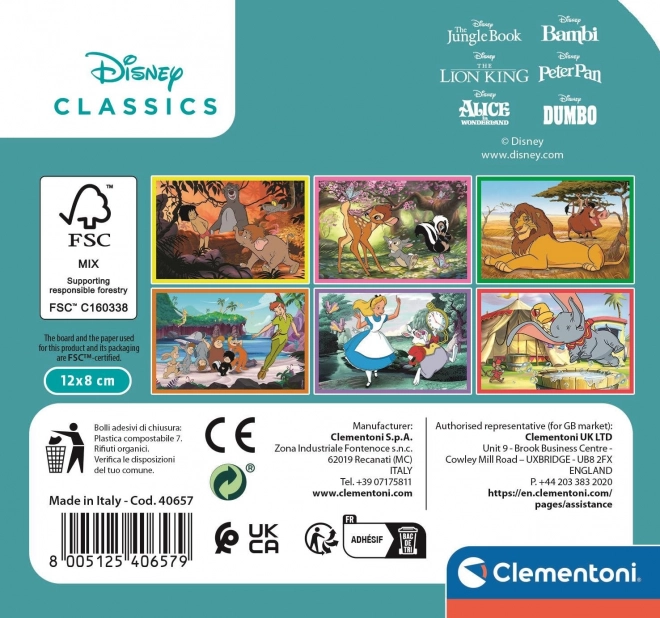 CLEMENTONI Obrazkowe kostki Disney klasyka, 6 kostek