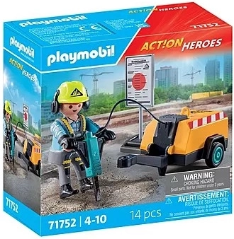 PLAYMOBIL ACTION HEROES robotnik budowlany z młotem pneumatycznym