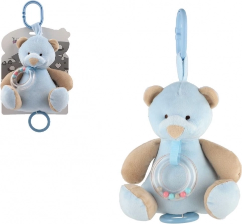 Muzyczny pluszowy miś do zawieszenia 18 cm – niebieski