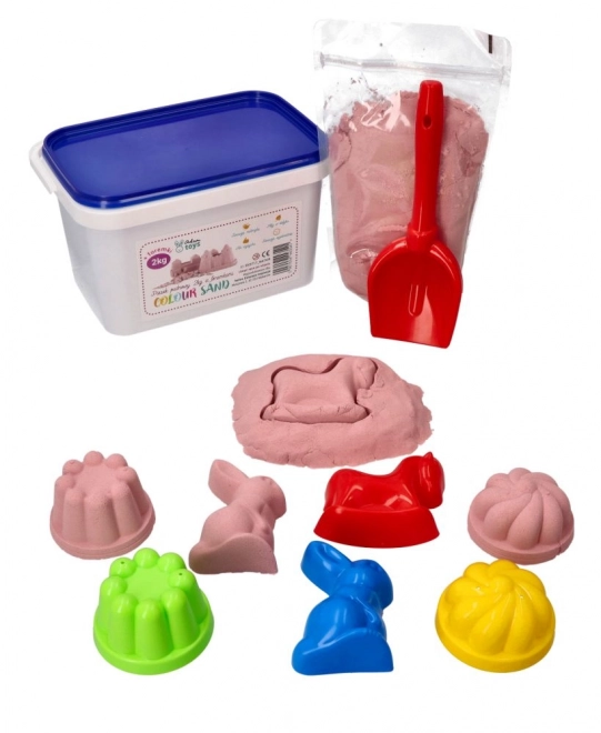 ADAM TOYS Piasek kinetyczny różowy 2 kg + foremki i łopatka