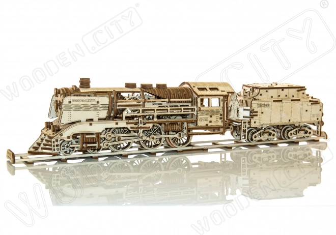 Drewniane puzzle 3D WOODEN CITY ekspres z tendrem i torami, 580 elementów