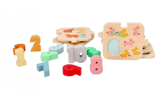 Drewniane puzzle ze zwierzątkami - nauka liczenia