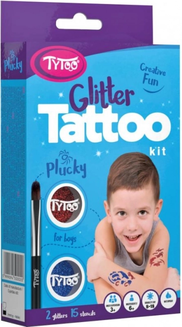 TyToo Plucky zestaw brokatowych tatuaży dla chłopców