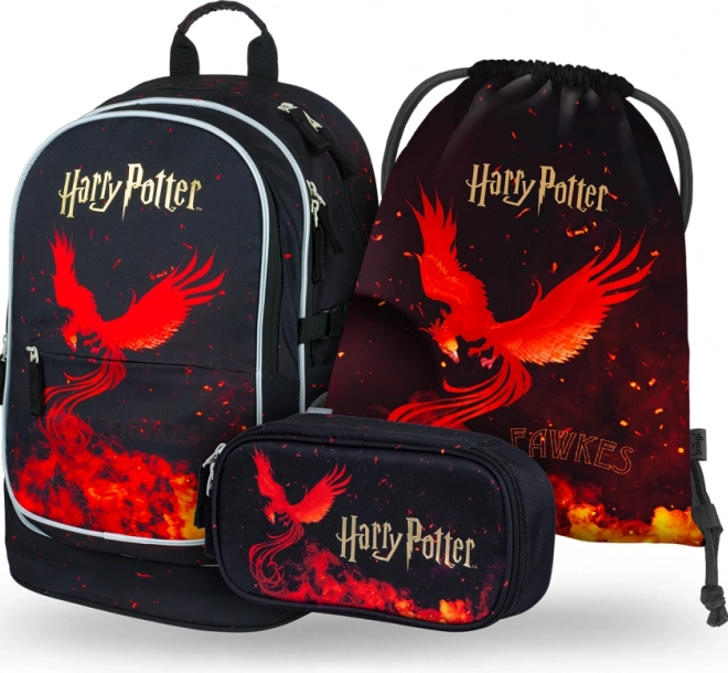 Zestaw szkolny 3 szt. Harry Potter Feniks – plecak, piórnik i worek