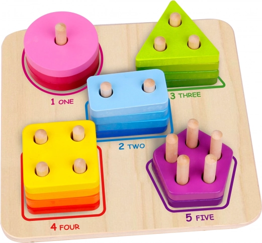 Tooky Toy drewniany geometryczny sorter do nauki kształtów i liczenia
