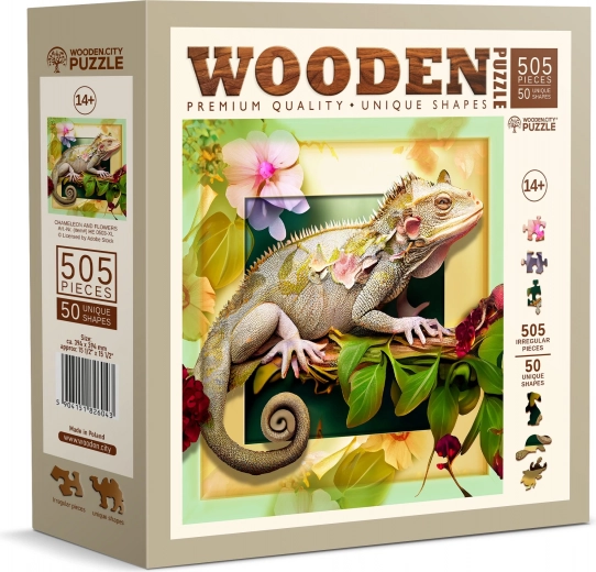 Drewniane puzzle kameleon i kwiaty 505 elementów WOODEN CITY