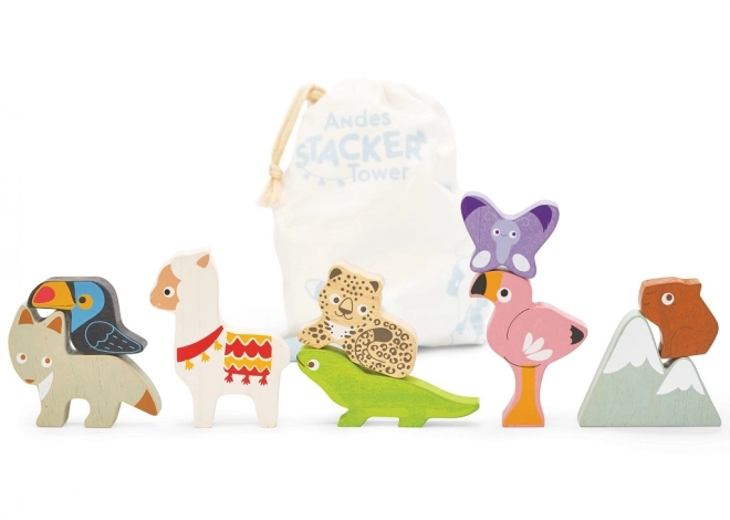 Balansująca wieża La Toy Van Petilou - zwierzęta z zoo