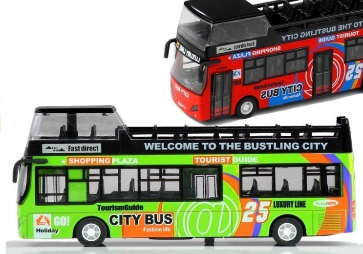 Zielony turystyczny piętrowy autobus 1:32 z ruchomymi drzwiami
