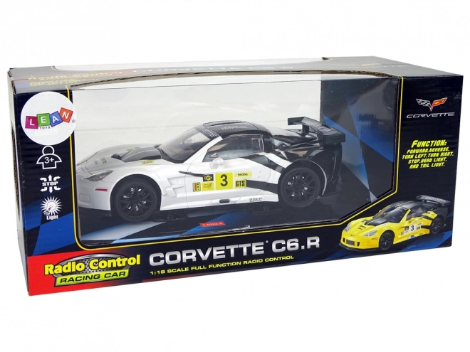 Wyścigowy samochód sportowy R/C 1:18 Corvette C6.R Biały 2.4 G Światła