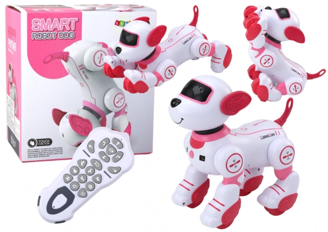Interaktywny robot pies tańczący na zdalne sterowanie różowy