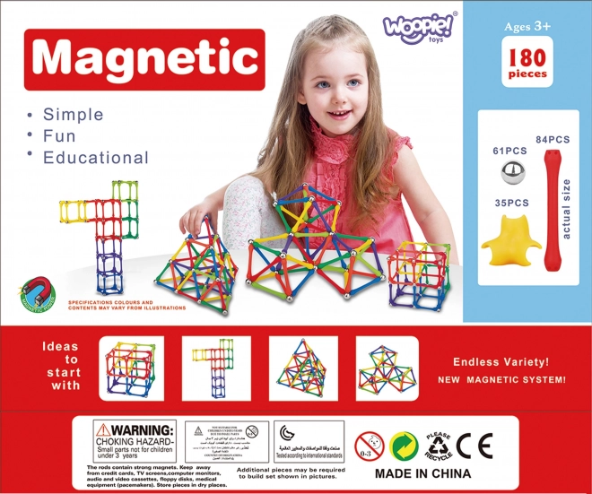 Magnetyczne klocki konstrukcyjne Woopie Kreatywne puzzle 180 szt.