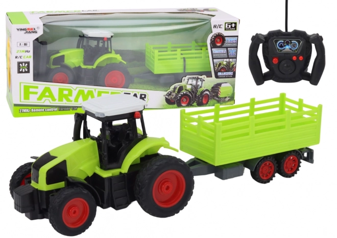 RC traktor z przyczepą 1:16 zielony